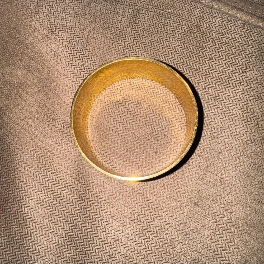 Tory Burch Gold-Tone Cuff Bracelet with Orange and Pink Enamel Pattern